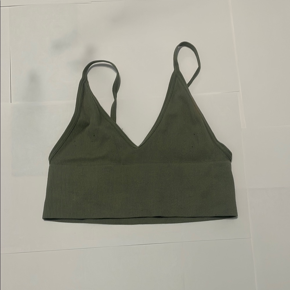 Olive Green Ribbed Bralette